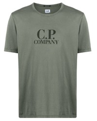 T-shirt à col rond imprimé olive C.P. Company