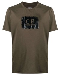 T-shirt à col rond imprimé olive C.P. Company