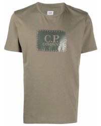 T-shirt à col rond imprimé olive C.P. Company