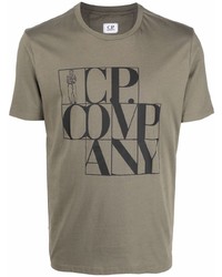 T-shirt à col rond imprimé olive C.P. Company