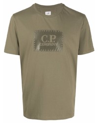 T-shirt à col rond imprimé olive C.P. Company