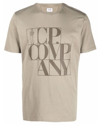 T-shirt à col rond imprimé olive C.P. Company