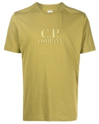 T-shirt à col rond imprimé olive C.P. Company