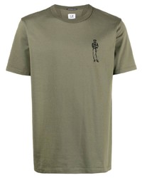 T-shirt à col rond imprimé olive C.P. Company