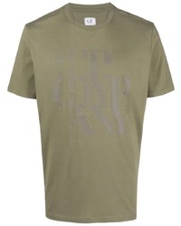 T-shirt à col rond imprimé olive C.P. Company