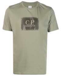 T-shirt à col rond imprimé olive C.P. Company