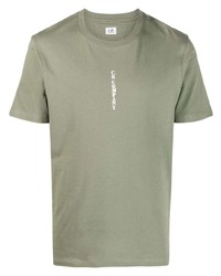 T-shirt à col rond imprimé olive C.P. Company