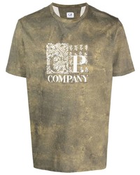 T-shirt à col rond imprimé olive C.P. Company