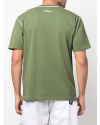 T-shirt à col rond imprimé olive Stone Island