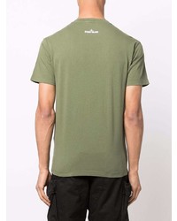 T-shirt à col rond imprimé olive Stone Island