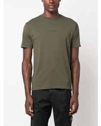 T-shirt à col rond imprimé olive Stone Island