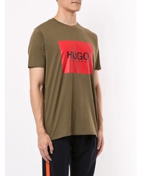 T-shirt à col rond imprimé olive Hugo Hugo Boss