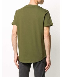 T-shirt à col rond imprimé olive Balmain