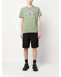 T-shirt à col rond imprimé olive Stone Island