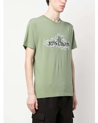 T-shirt à col rond imprimé olive Stone Island