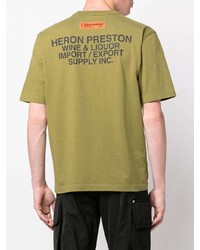 T-shirt à col rond imprimé olive Heron Preston
