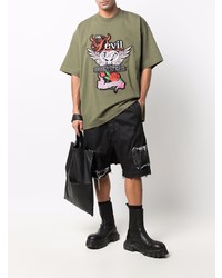 T-shirt à col rond imprimé olive Vetements