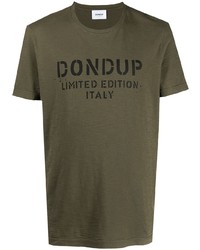 T-shirt à col rond imprimé olive Dondup