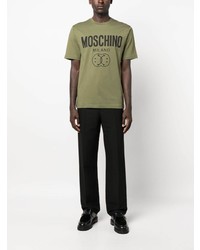 T-shirt à col rond imprimé olive Moschino