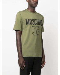 T-shirt à col rond imprimé olive Moschino