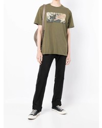 T-shirt à col rond imprimé olive Maharishi