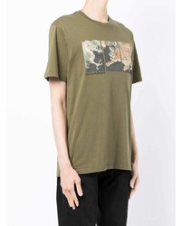 T-shirt à col rond imprimé olive Maharishi