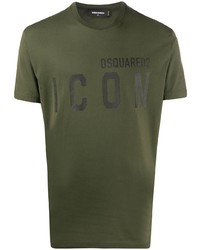 T-shirt à col rond imprimé olive DSQUARED2