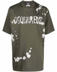 T-shirt à col rond imprimé olive DSQUARED2