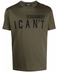 T-shirt à col rond imprimé olive DSQUARED2