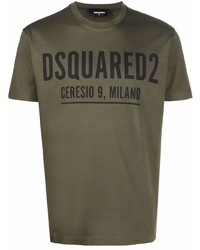 T-shirt à col rond imprimé olive DSQUARED2