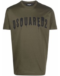 T-shirt à col rond imprimé olive DSQUARED2