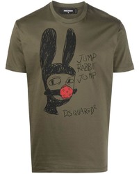 T-shirt à col rond imprimé olive DSQUARED2