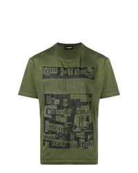 T-shirt à col rond imprimé olive DSQUARED2