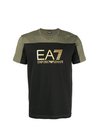 T-shirt à col rond imprimé olive Ea7 Emporio Armani