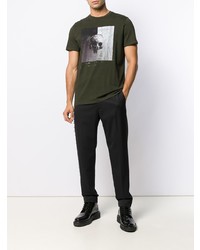 T-shirt à col rond imprimé olive Just Cavalli