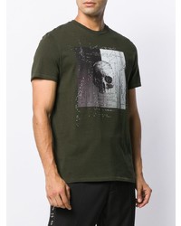 T-shirt à col rond imprimé olive Just Cavalli