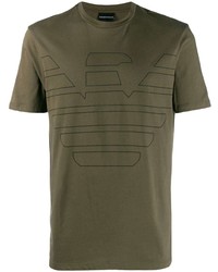 T-shirt à col rond imprimé olive Emporio Armani