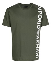 T-shirt à col rond imprimé olive Emporio Armani