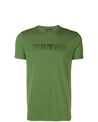 T-shirt à col rond imprimé olive Emporio Armani