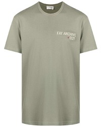 T-shirt à col rond imprimé olive Fay