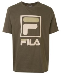 T-shirt à col rond imprimé olive Fila