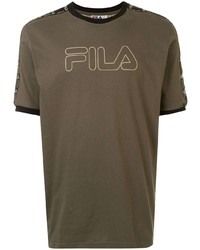 T-shirt à col rond imprimé olive Fila