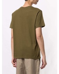 T-shirt à col rond imprimé olive Yoshiokubo