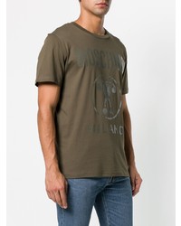 T-shirt à col rond imprimé olive Moschino