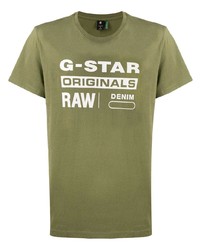 T-shirt à col rond imprimé olive G-Star Raw Research