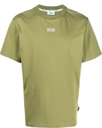 T-shirt à col rond imprimé olive Gcds