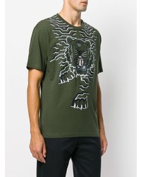 T-shirt à col rond imprimé olive Kenzo