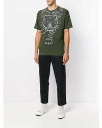 T-shirt à col rond imprimé olive Kenzo