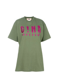 T-shirt à col rond imprimé olive Gina