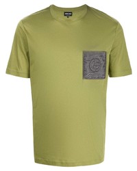 T-shirt à col rond imprimé olive Giorgio Armani